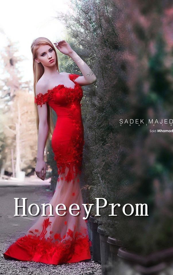 Off Shoulder Lace Long Prom Dresses, Dresses for Prom