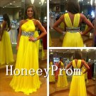 Yellow Chiffon A-Line Prom Dresses, Dresses for Prom