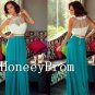 White Green Two Piece Prom Dresses, Dresses for Prom
