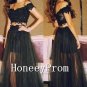 Off Shoulder Black Tulle Prom Dresses, Dresses for Prom