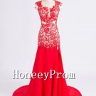 Floor Length Applique Red Prom Dresses, Dresses for Prom
