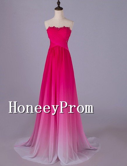 Hot Pink Strapless A-Line Prom Dresses, Dresses for Prom