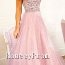 Sleeveless Pink Organza Long Prom Dresses, Dresses for Prom