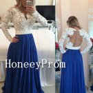 Long Sleeve White Lace A-Line Prom Dresses, Dresses for Prom