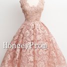 Knee Length Sleeveless Lace Prom Dresses, Dresses for Prom