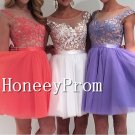 Short Applique Chiffon Prom Dresses, Dresses for Prom