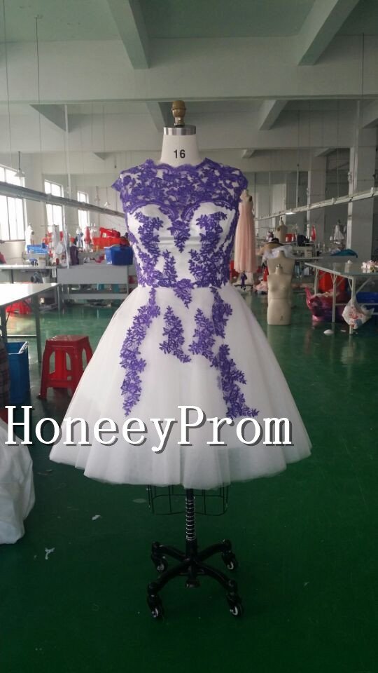 Sleeveless Applique Knee Length Prom Dresses, Dresses for Prom