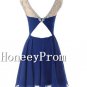 A-Line Short Beaded Chiffon Prom Dresses, Dresses for Prom