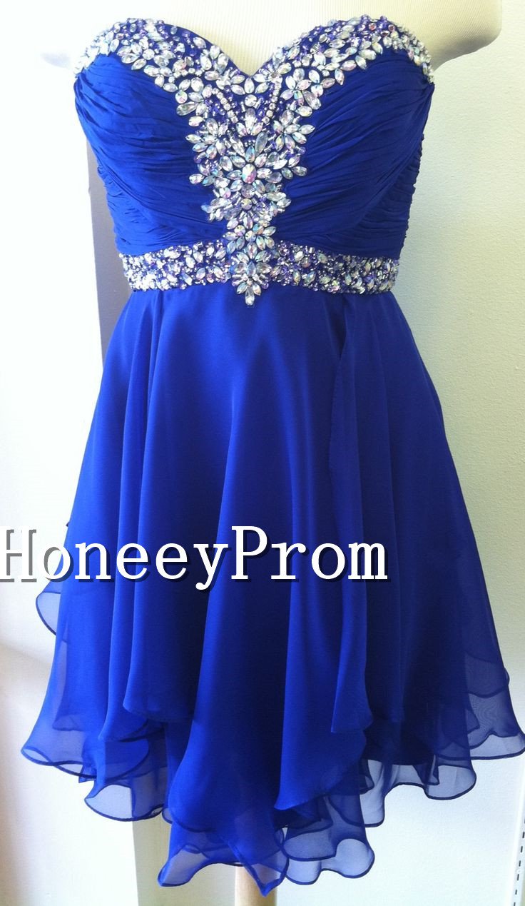 Short Chiffon Royal Blue Prom Dresses, Dresses for Prom