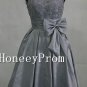 Knee Length Grey Satin Prom Dresses, Dresses for Prom