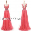 A-Line Straps Watermelon Prom Dresses, Dresses for Prom
