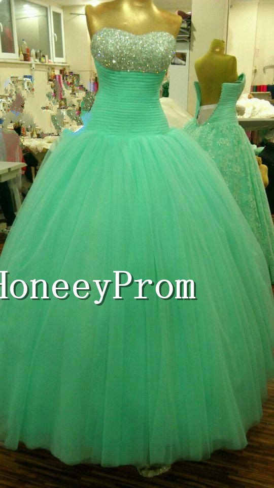 A-Line Strapless Beaded Prom Dresses, Dresses for Prom