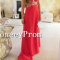 Red Chiffon Backless Long Prom Dresses, Dresses for Prom