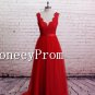 A-Line V-Neck Lace Prom Dresses, Dresses for Prom
