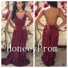 Spaghetti Straps Open Back Prom Dresses, Dresses for Prom
