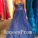 Strapless Blue Sparkly Prom Dresses, Dresses for Prom
