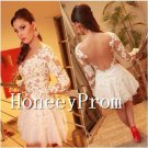 White Lace Short Mini Prom Dresses, Dresses for Prom