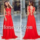 A-Line Red Applique Sleeveless Prom Dresses, Dresses for Prom