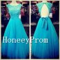 Cap Sleeve Backless Blue Prom Dresses, Dresses for Prom