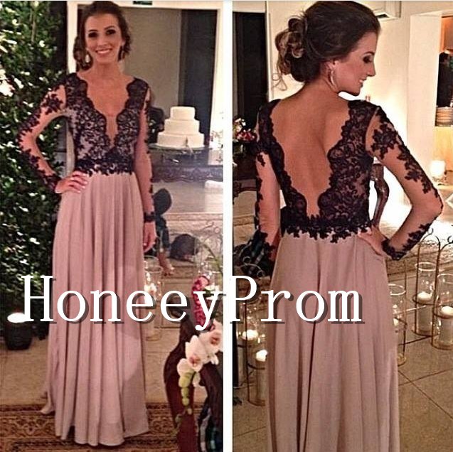 Long Sleeve Backless Prom Dresses, Dresses for Prom