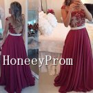 A-Line Chiffon Applique Long Prom Dresses, Dresses for Prom