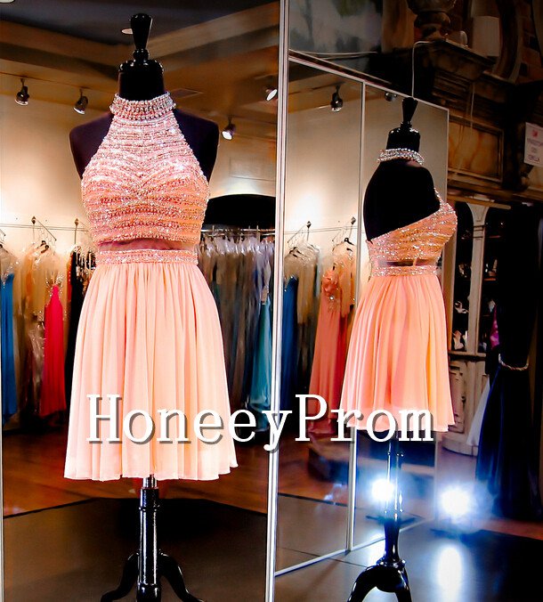 Two Piece Elegant Short Prom Dresses, Dresses for Prom