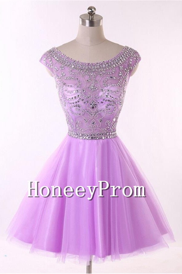 Off Shoulder Purple Short Prom Dresses, Dresses for Prom