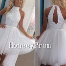 Sleeveless White Short Prom Dresses, Dresses for Prom