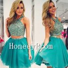 Two Piece Halter Short Prom Dresses, Dresses for Prom