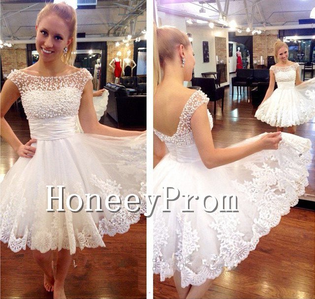 Off Shoulder Short White Prom Dresses, Dresses for Prom