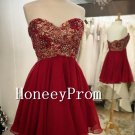 Short Applique Red Prom Dresses, Dresses for Prom