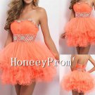 Short Orange Organza Prom Dresses, Dresses for Prom