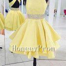 Yellow Short Sleeveless Prom Dresses, Dresses for Prom