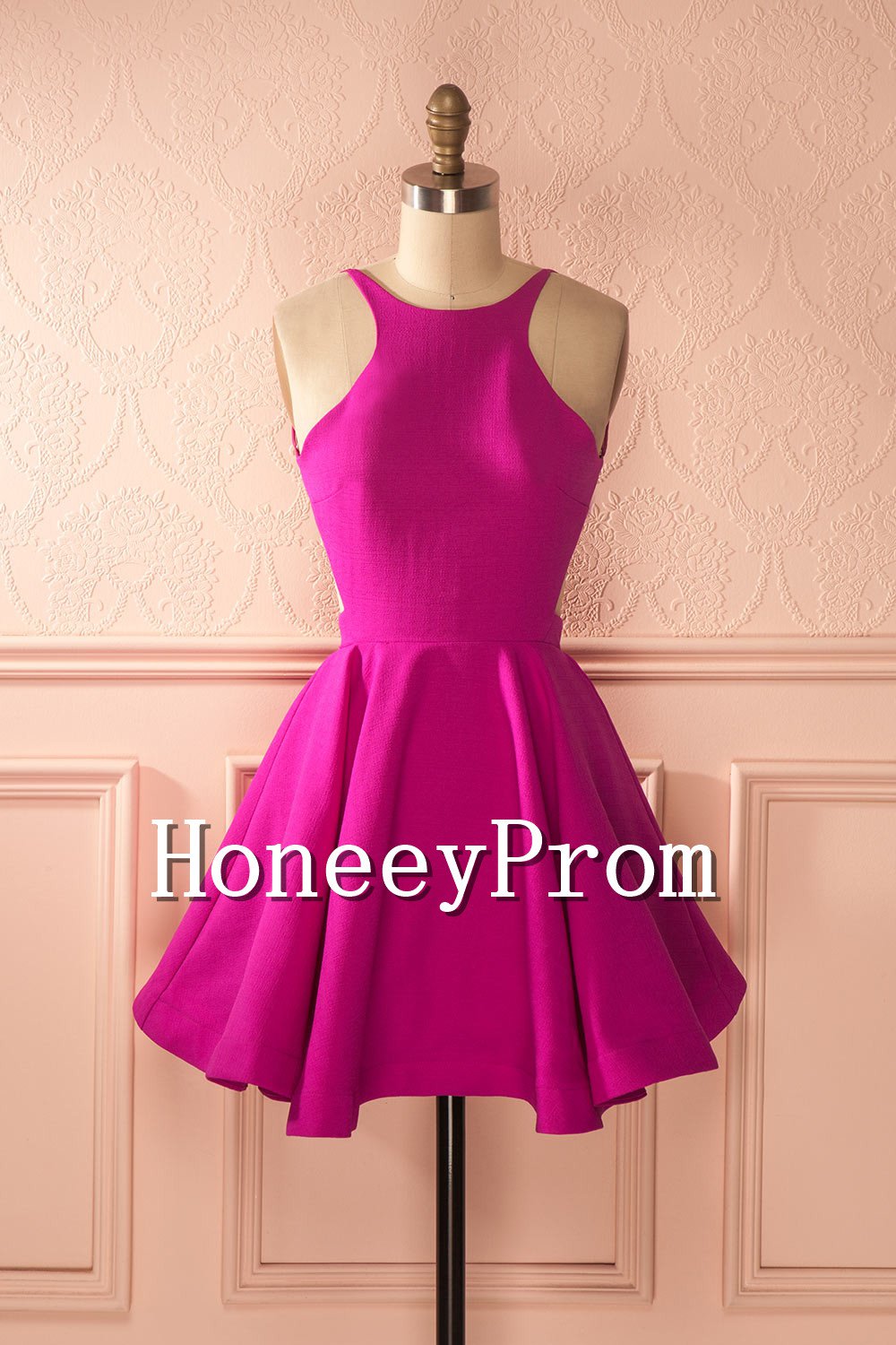 Open Back Pink Prom Dresses, Dresses for Prom