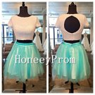 Two Piece Short Sleeve Prom Dresses, Dresses for Prom