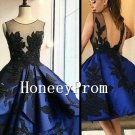 Black Applique Knee Length Prom Dresses, Dresses for Prom