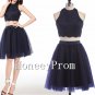 Two Piece Dark Navy Prom Dresses, Dresses for Prom