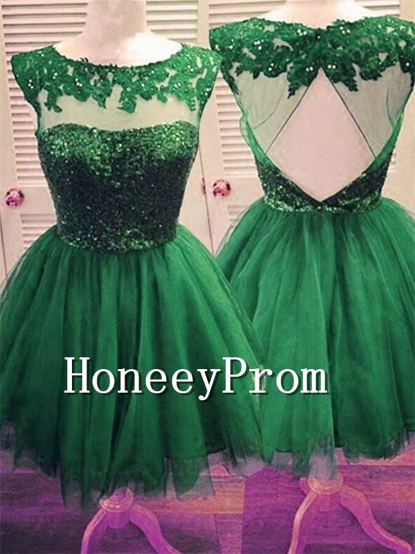 A-Line Backless Short Prom Dresses, Dresses for Prom