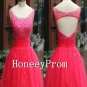 Backless Red A-Line Short Prom Dresses, Dresses for Prom