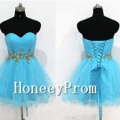 A-Line Blue Strapless Prom Dresses, Dresses for Prom