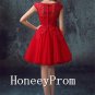 Lace Tulle A-Line Red Prom Dresses, Dresses for Prom