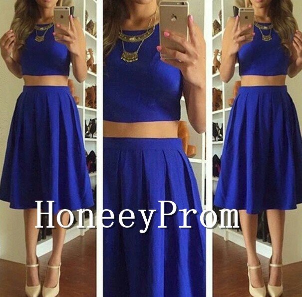 Two Piece Knee Length Prom Dresses, Dresses for Prom