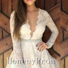 Long Sleeve V-Neck Prom Dresses, Dresses for Prom