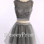 Two Piece Grey Short Prom Dresses, Dresses for Prom