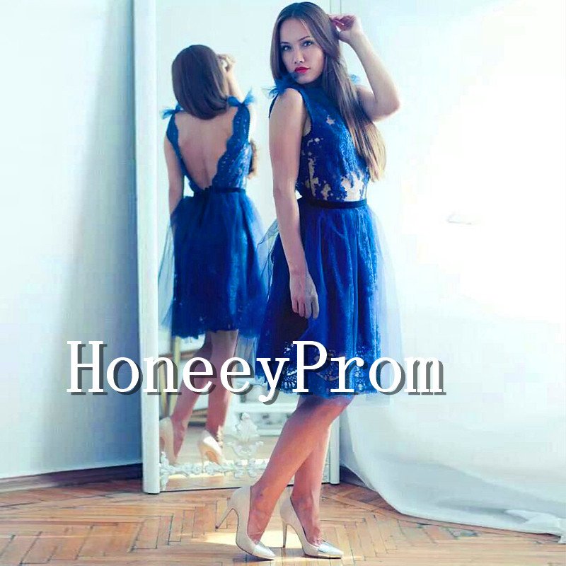 Royal Blue Backess Short Prom Dresses, Dresses for Prom