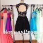 Sleeveless Black Short Beaded Prom Dresses, Dresses for Prom