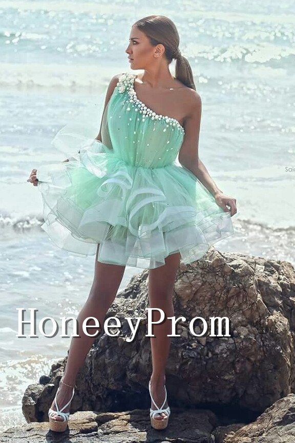 Modern One-shoulder Short Prom Dresses, Dresses for Prom