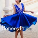 Lace Satin Hi-Lo Knee Length Prom Dresses, Dresses for Prom