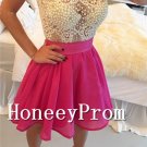 A-Line Pearls Beaded Short Prom Dresses, Dresses for Prom