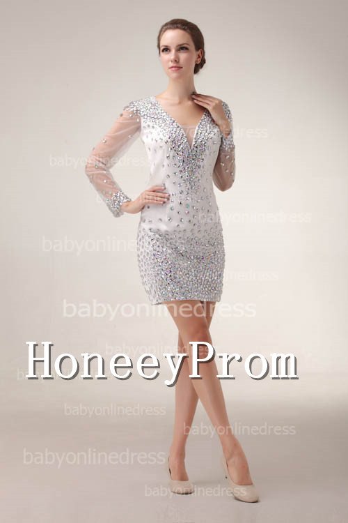 V-Neck Mini Sheath Prom Dresses, Dresses for Prom